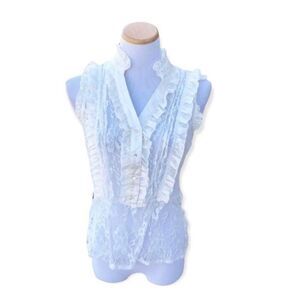 Womens Annabelle Lace Semi-Sheer Sleeveless Sweetheart Top - Sz L